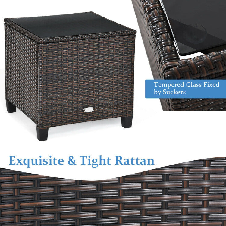 3-Piece Rattan Patio Furniture Set with Washable Cushion