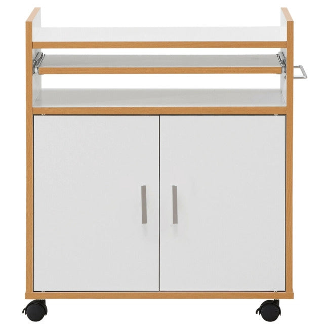 Rolling Kitchen Trolley Microwave Cart Storage Cabinet with Removable Shelf