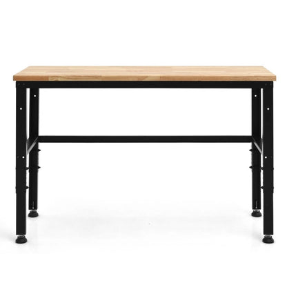 53 Inch Adjustable Heavy-Duty Workbench with Rubber Wood Top