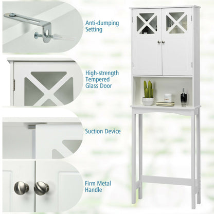 2-door Over The Toilet Bathroom Storage Cabinet with Adjustable Shelf
