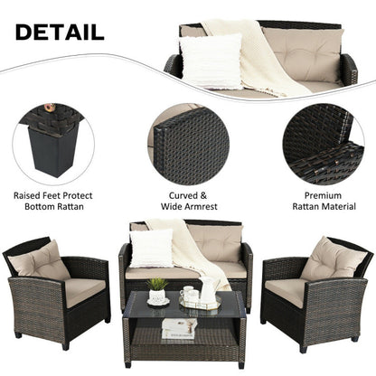 4-Piece Outdoor Rattan Furniture Set