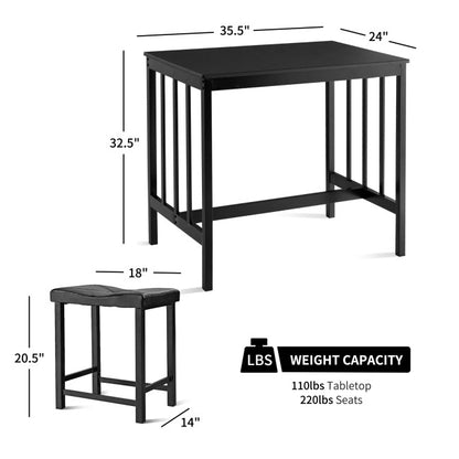 3 Pcs Modern Counter Height Dining Set