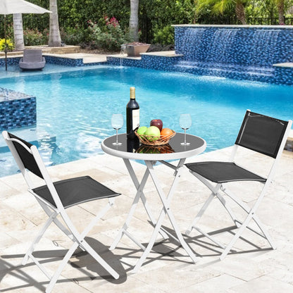 3-Piece Patio Folding Bistro Set for Balcony or Outdoor Space