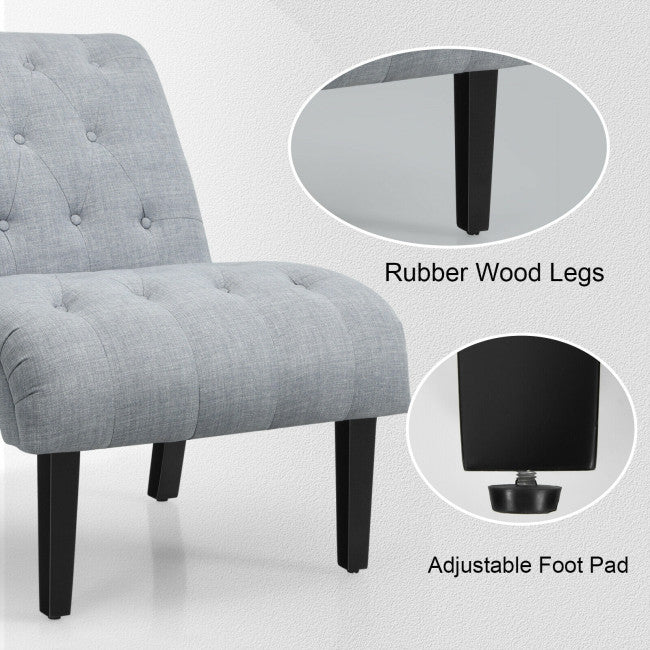 Upholstered Tufted Lounge Chair with Wood Leg