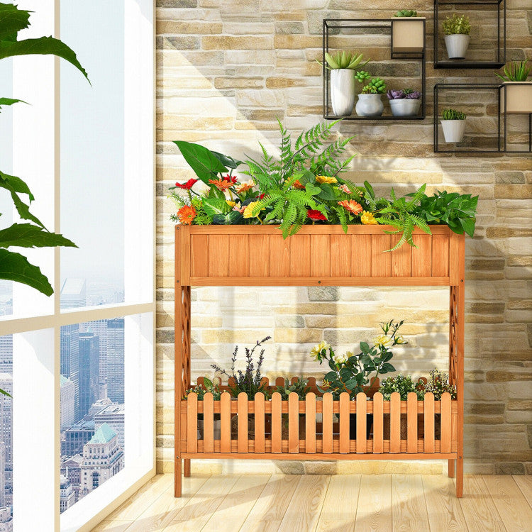 Wooden 2-Tier Raised Garden Bed