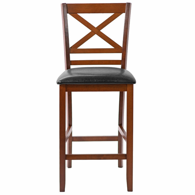 Set of 2 Bar Stools 25 Inch Counter Height Chairs with PU Leather Seat