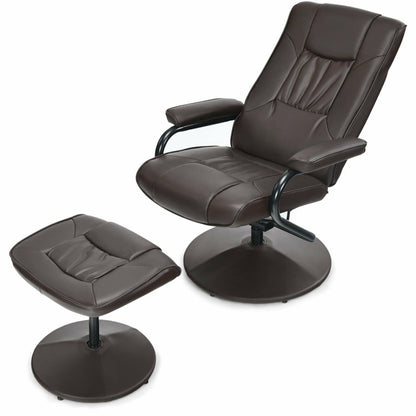 360° PVC Leather Swivel Recliner Chair with Ottoman