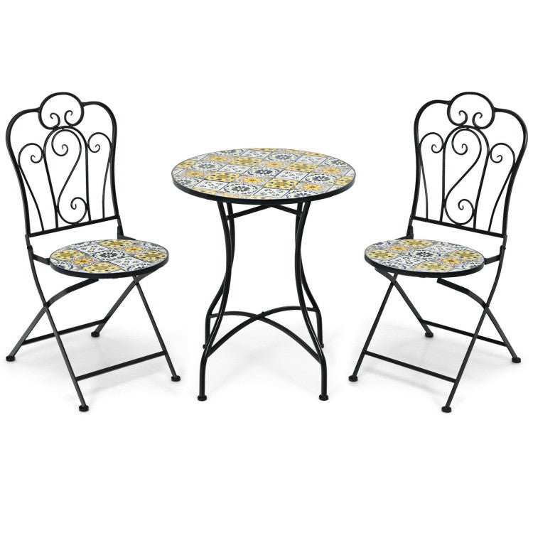 3-Piece Patio Bistro Mosaic Design Set