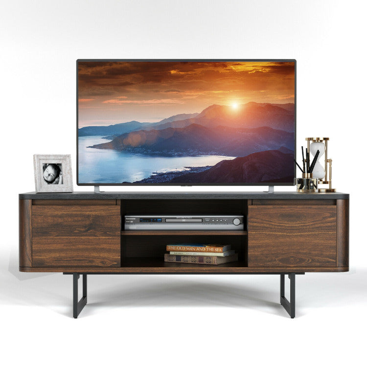 TV Stand Entertainment Media Console with 2 Cabinets and Adjustable Shelf