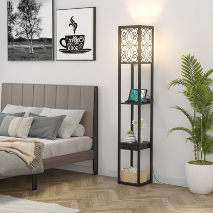 Modern Standing Shelf Lamp with 1 Power Outlet and 2 USB Ports