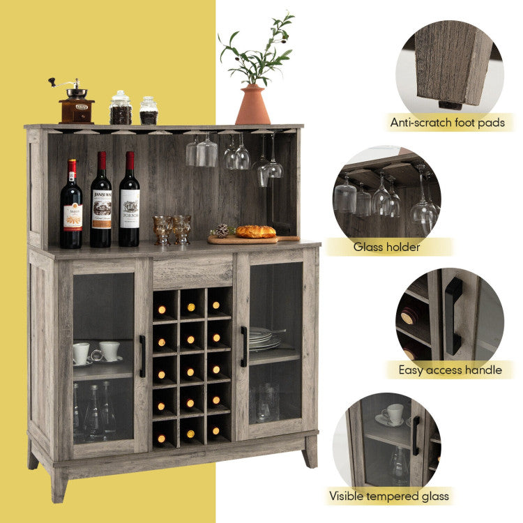 Buffet Hutch Cabinet with Removable Wine Rack for Kitchen