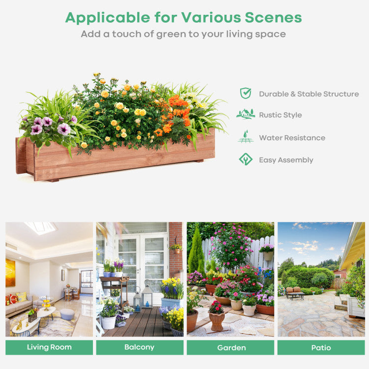 Wooden Decorative Planter Box for Garden, Yard, and Window