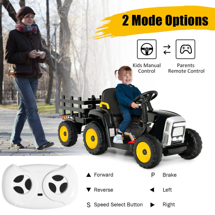 12V Ride-on Tractor with 3-Gear-Shift Ground Loader for Kids 3+ Years Old