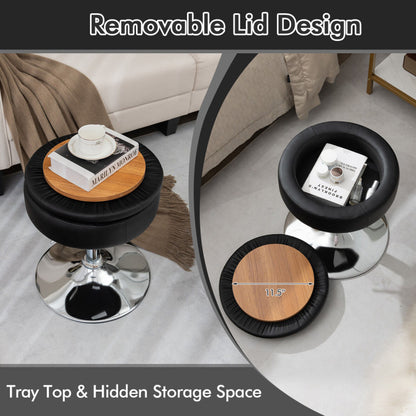Adjustable 360° Swivel Storage Vanity Stool with Removable Tray