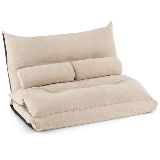 Costway Adjustable Floor Sofa Bed with 2 Lumbar Pillows