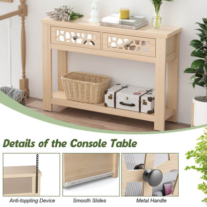 2-Tier Console Table with Drawers and Open Storage Shelf