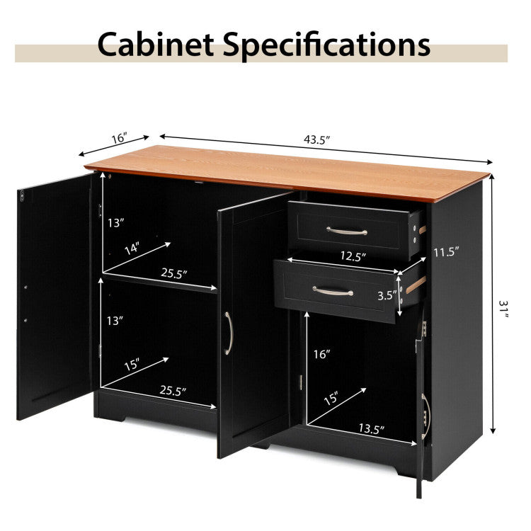 Buffet Server Storage Cabinet with 2-Door Cabinet and 2 Drawers