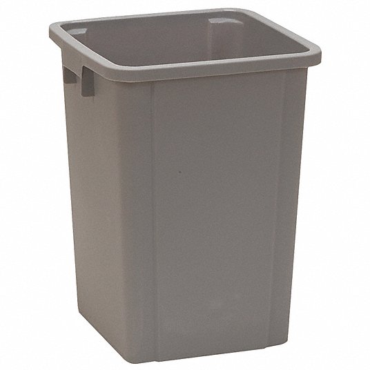 19 gal. Plastic Square Trash Can, Gray