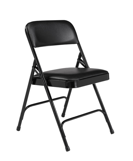 Folding Chair, Vinyl, 29-1/2in H, Black, PK4