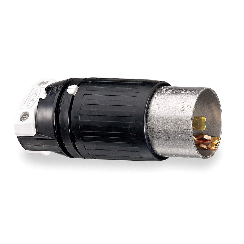 50A Twist-Lock Plug 3P 4W 125/250VAC BK/WT