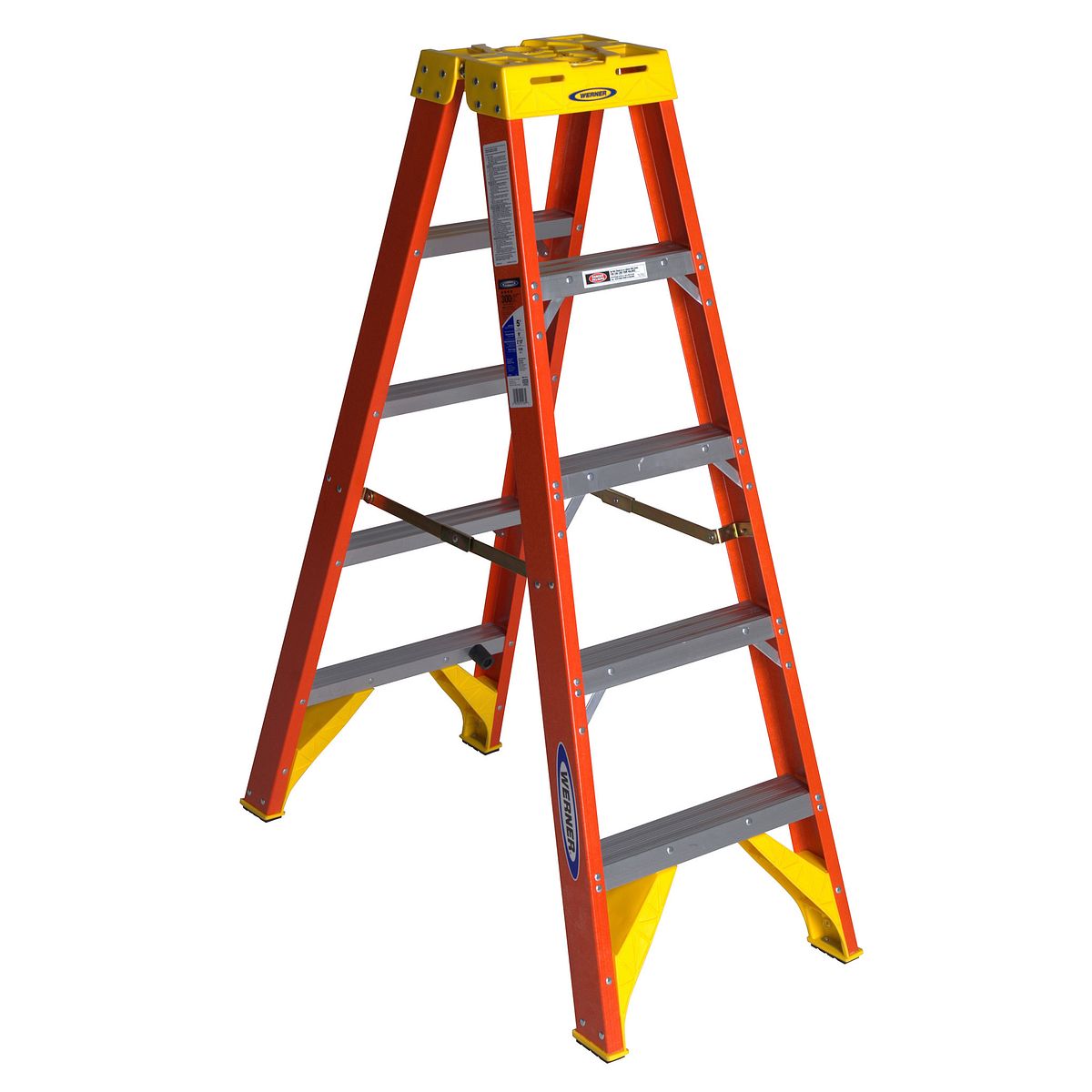 Werner 5 ft Fiberglass Twin Stepladder, 300 lbs. Capacity