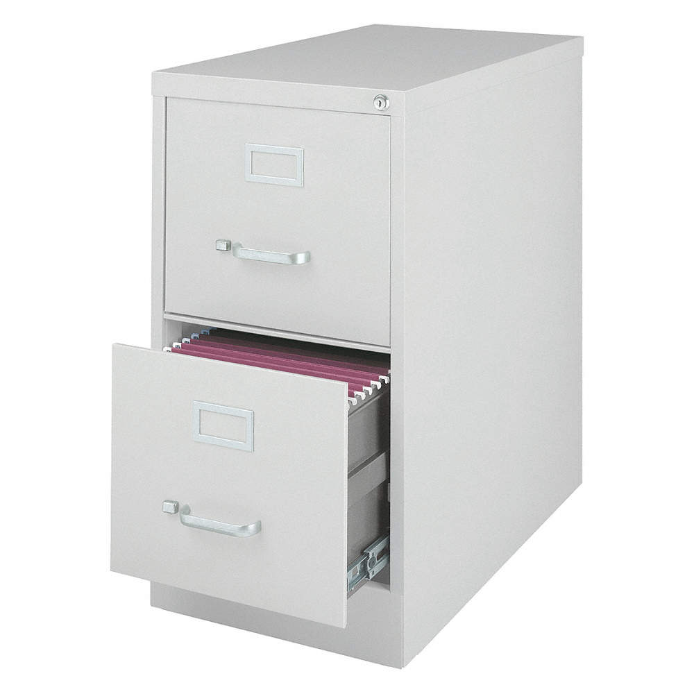 15" W 2 Drawer File Cabinet, Light Gray, Letter