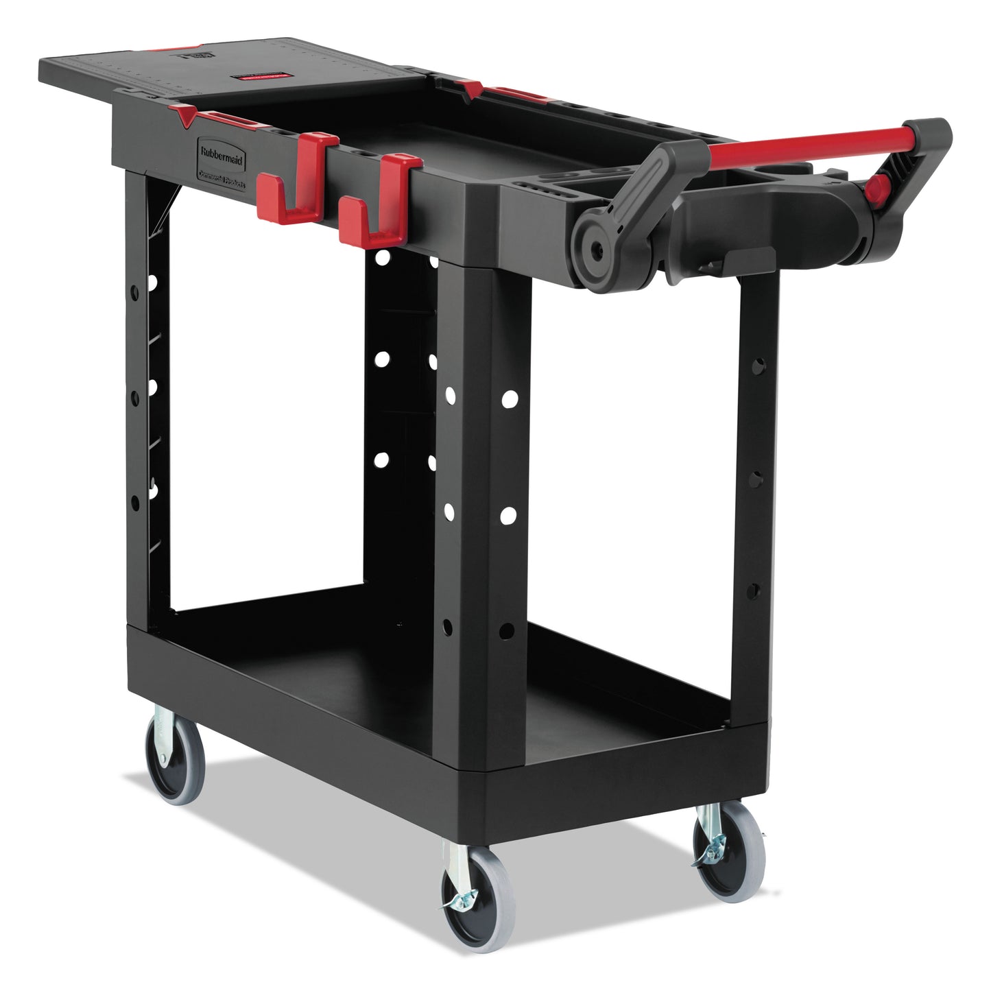 Structural Foam Adaptable-Design Utility Cart with Deep Lipped Plastic Shelves, Ergonomic, 500 lb