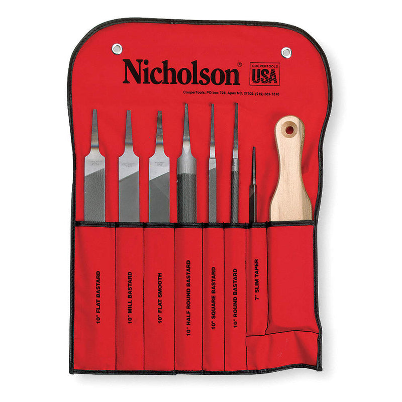 8 Pc. 7" & 10" Machinist's File Set with Cleaner Card