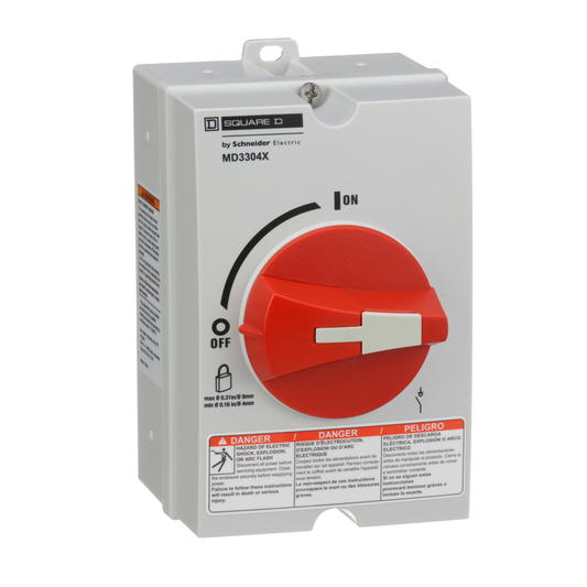 Nonfusible Enclosed Single Throw Disconnect Switch, 30 A, 3 pole