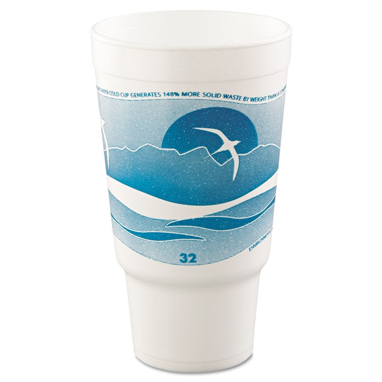 Horizon Hot/Cold Foam Drinking Cups, 32oz, Teal/White, PK400
