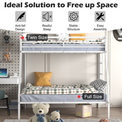 Twin-Over-Full Bunk Bed with Safety Rail and Ladder for Kids