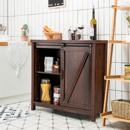 Freestanding Kitchen Buffet Storage Cabinet with Sliding Barn Door