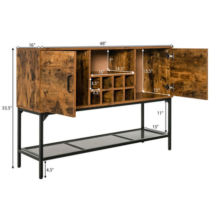 Industrial Kitchen Buffet Sideboard with Wine Rack and 2 Doors