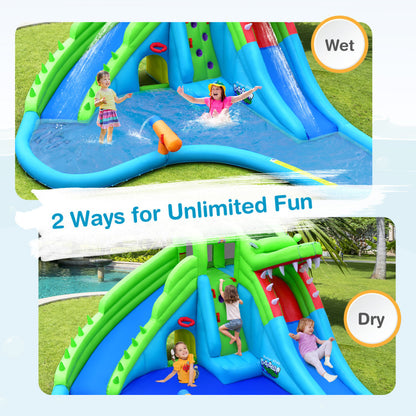 7-in-1 Inflatable Bounce House with Splashing Pool