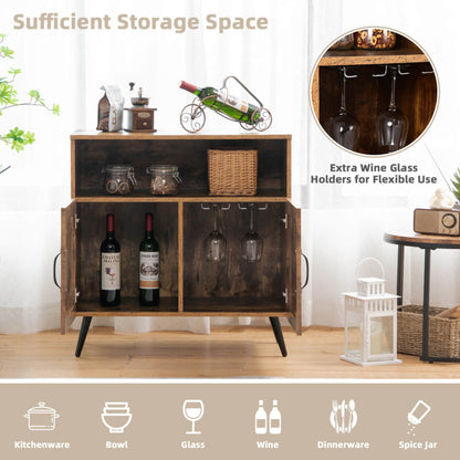 Mid-century Wooden Storage Cabinet Wine Glass Holders