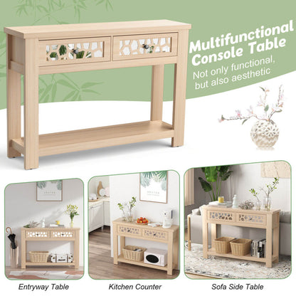 2-Tier Console Table with Drawers and Open Storage Shelf