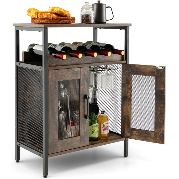 Industrial Sideboard Buffet Cabinet with Removable Wine Rack