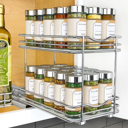 Slide Out Double Upper Cabinet Organizer 30 Jar Spice Rack