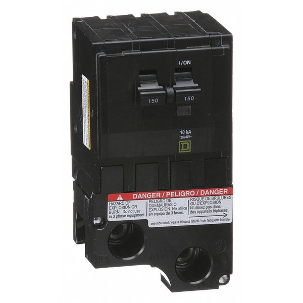 Miniature Circuit Breaker, 150 A, 120/240V AC, 2 Pole, Plug In Mounting Style, QO Series