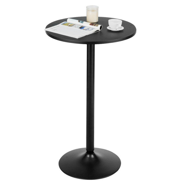 24 Inch Bistro Pub Table Round Bar Height Cocktail Table with Metal Base and MDF Top