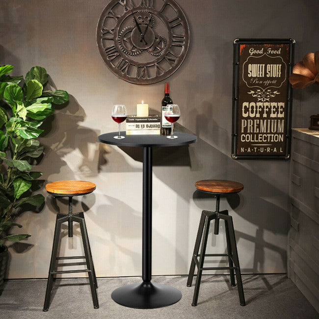 24 Inch Bistro Pub Table Round Bar Height Cocktail Table with Metal Base and MDF Top