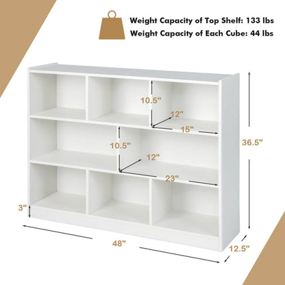 3-Tier Open Bookcase 8-Cube Floor Standing Storage Shelves Display Cabinet