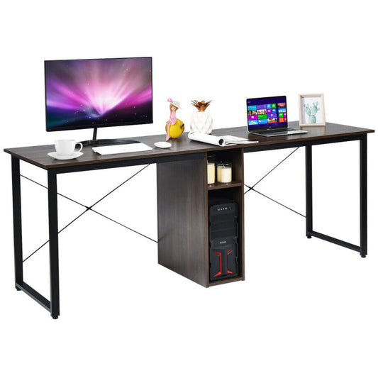 2-Person 79-Inch Computer Desk with Spacious Desktop and Cabinet