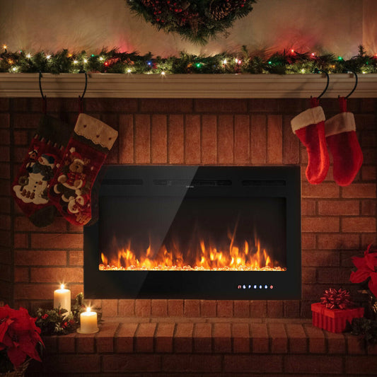 40-Inch Electric Fireplace Recessed Wall Mounted with Multicolor Flame