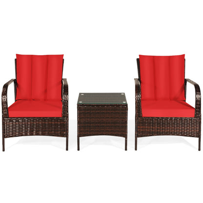 3 Pieces Patio Conversation Rattan Furniture Set