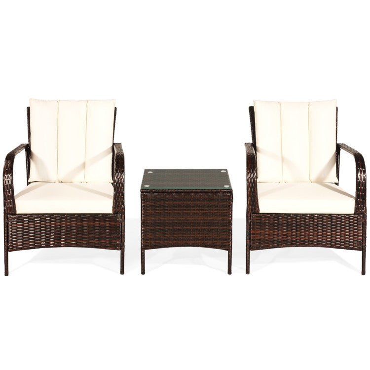 3 Pieces Patio Conversation Rattan Furniture Set