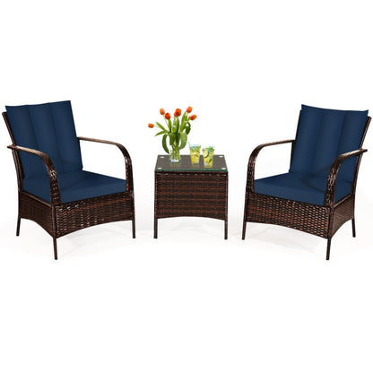 3 Pieces Patio Conversation Rattan Furniture Set