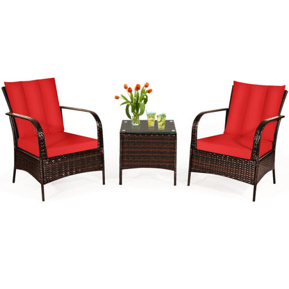 3 Pieces Patio Conversation Rattan Furniture Set