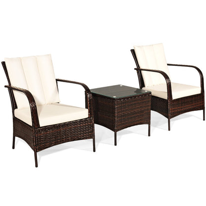 3 Pieces Patio Conversation Rattan Furniture Set