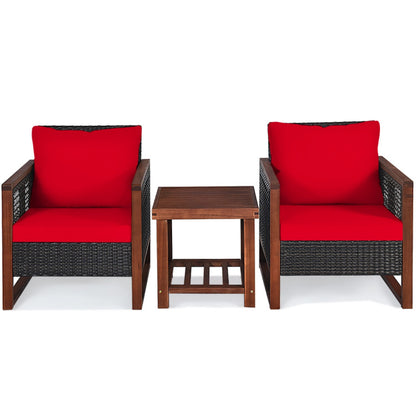 3-Piece Acacia Wood Patio Furniture Set with Coffee Table